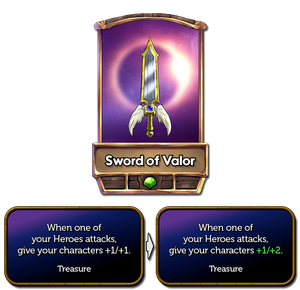 Now gives your characters +1/+2 when a hero attacks (was +1/+1)