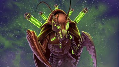 The insect-like Blorg a stary background