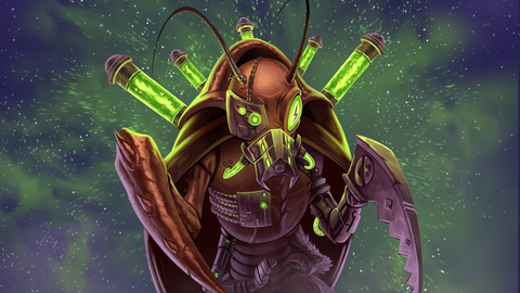 The insect-like Blorg a stary background